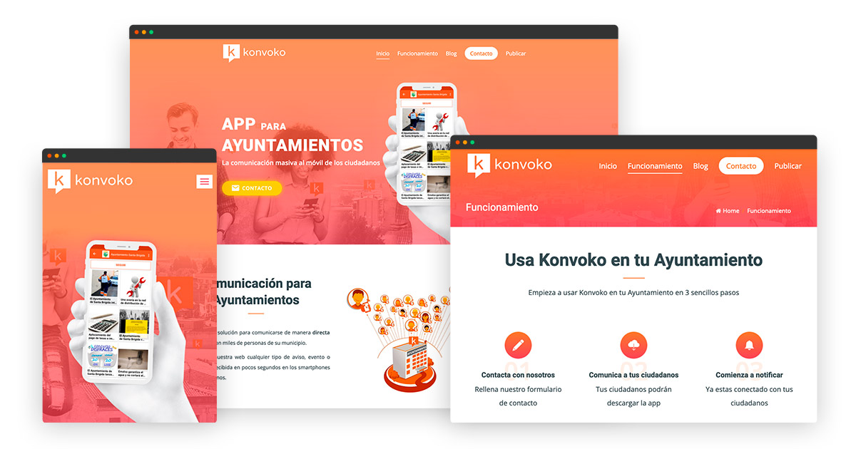 web para aplicación movil konvoko ayuntamientos