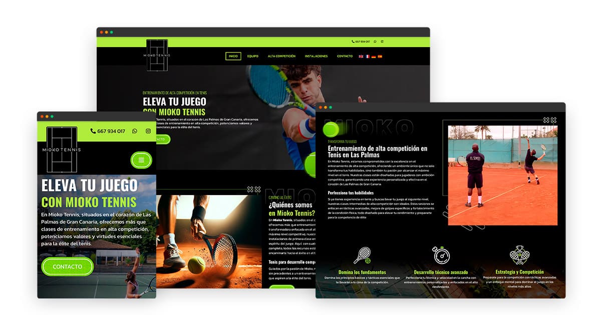 Diseño Web responsive en Las Palmas para Mioko Tennis