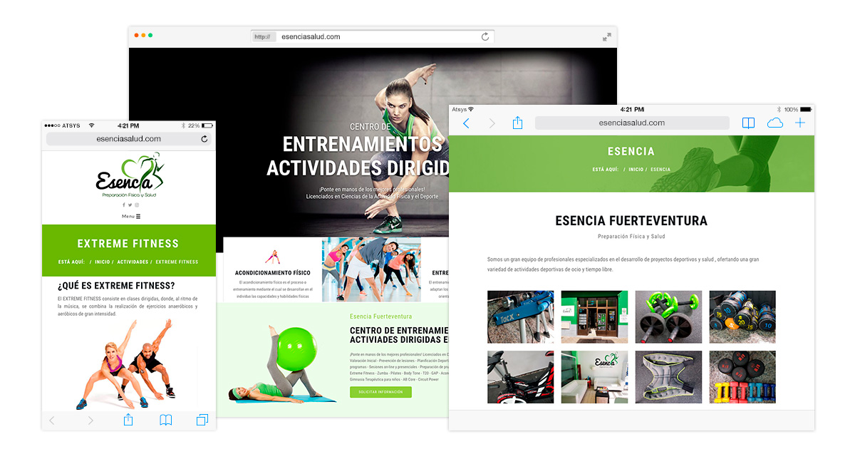 Diseño página web en Fuerteventura Centro deportivo Esencia