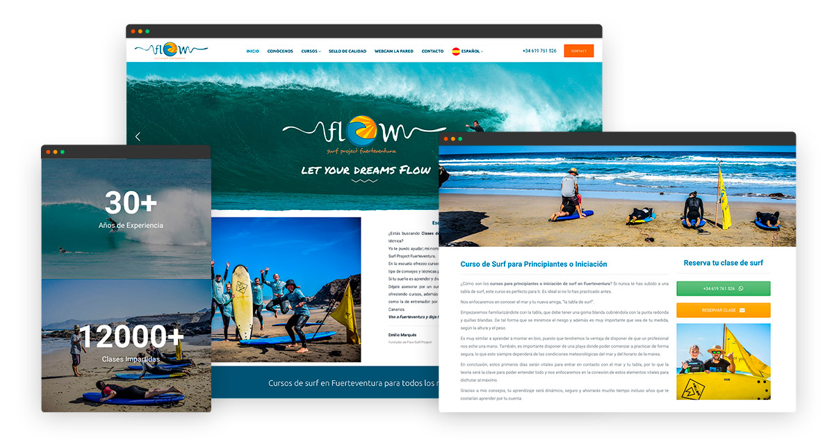 Diseño web Escuela de Surf Fuerteventura