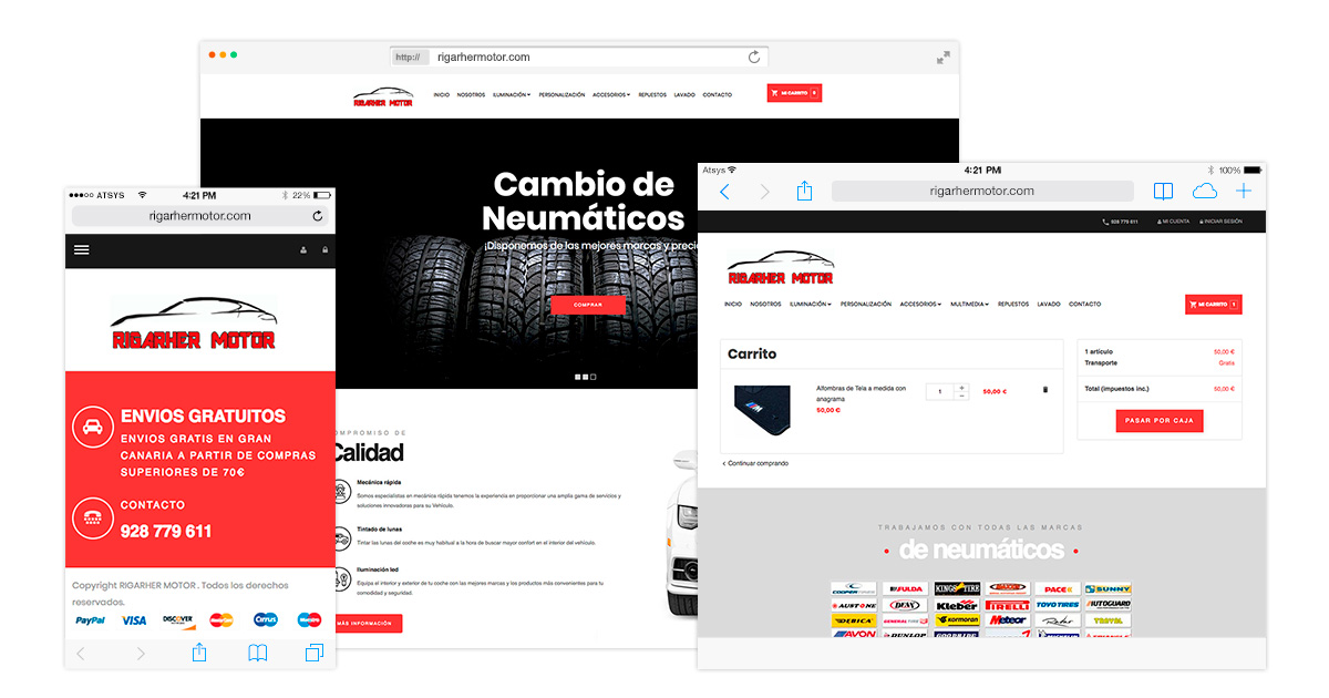 Tienda online con prestashop para rigarhermotor en las palmas