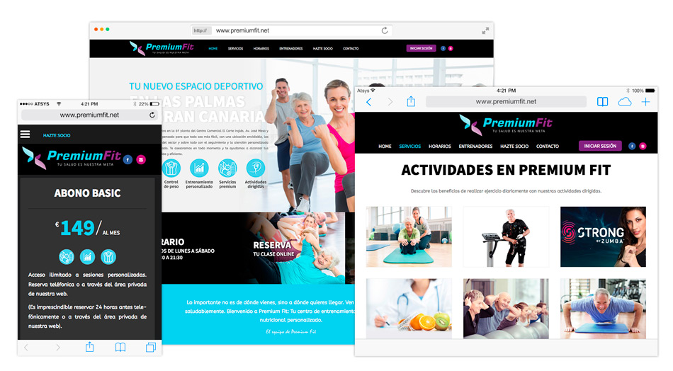 Página web gimnasio Premium Fit en Las Palmas