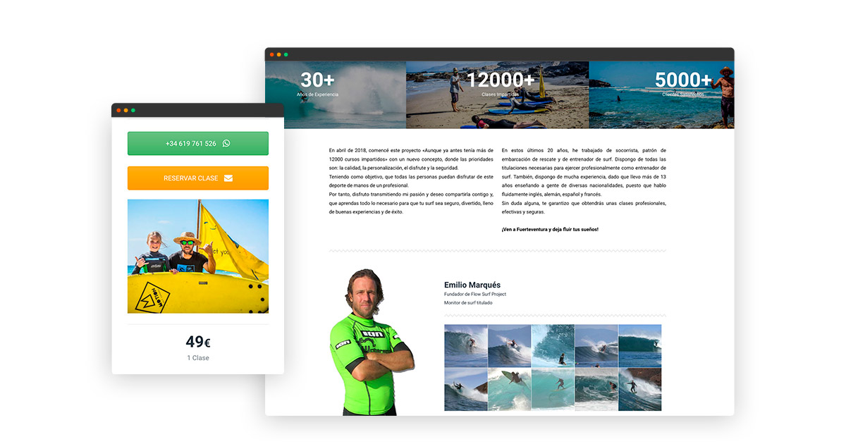 Página web en Wordpress para Flow Surf Project